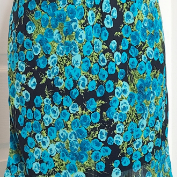 90s Betsey Johnson New York blue rose Bouquets print floral sexy midi skirt y2k! - Picture 4 of 5